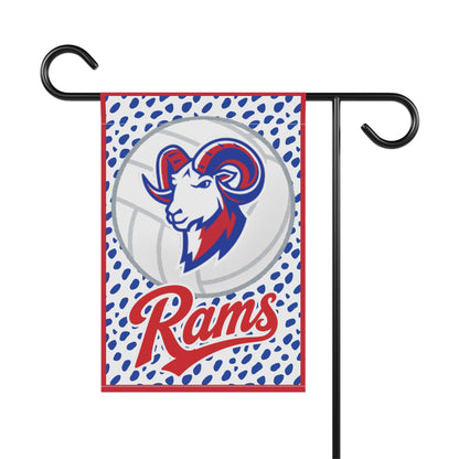 Rams Garden Flag — Blue & Red Mascot Volleyball Yard Banner