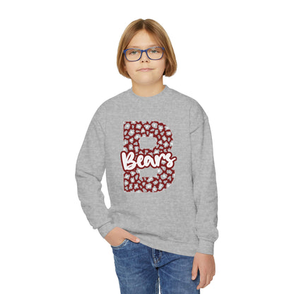 Youth Barton Bears. Crewneck Sweatshirt – Varsity B Bears Spirit Design