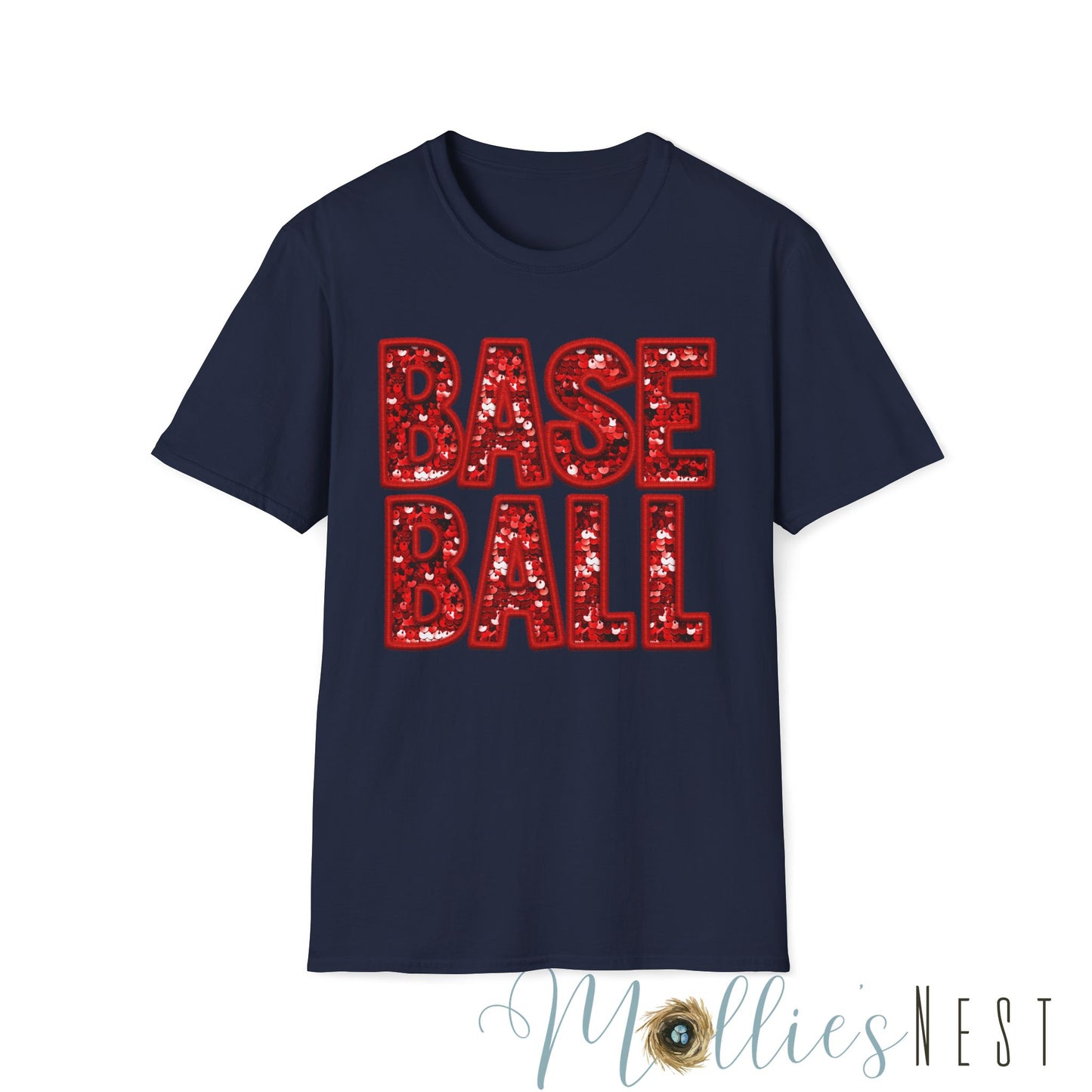 Baseball FAUX Glitter Unisex Softstyle T-Shirt - Perfect for Fans and Players