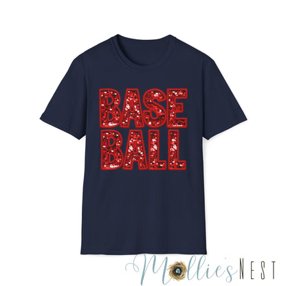 Baseball FAUX Glitter Unisex Softstyle T-Shirt - Perfect for Fans and Players