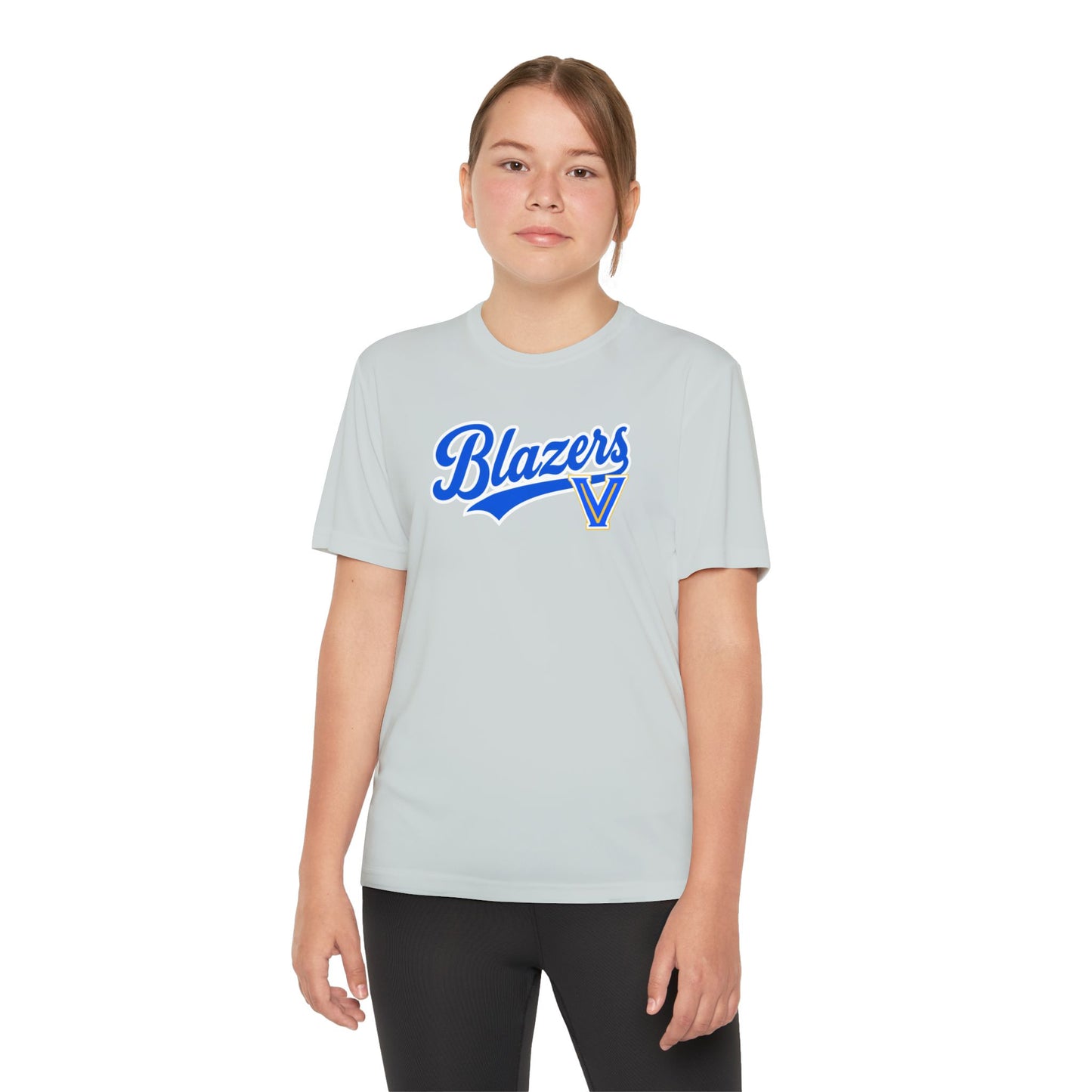 Blazers Youth Drifit — Blue Script Logo Team Shirt