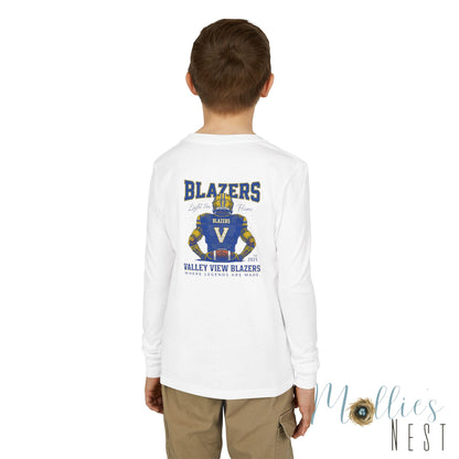 Blazers Youth Long Sleeve Tee — Valley View “V” Football Jersey Design