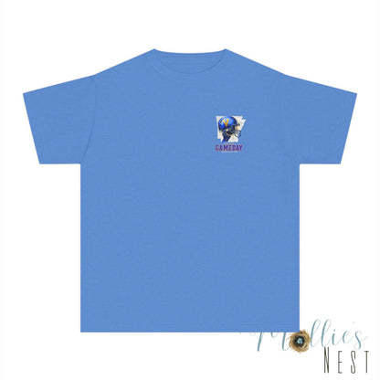 YOUTH. The View Gameday Football T-Shirt — Blue Helmet Vintage Style. MANNLY BRAND