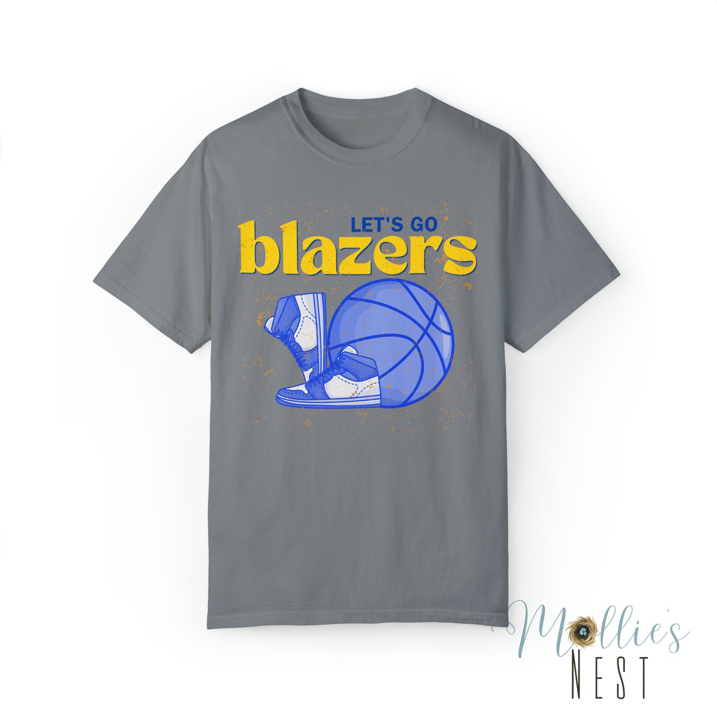 Blazer Basketball -Shoe.Ball Garment-Dyed T-shirt. comfort colors