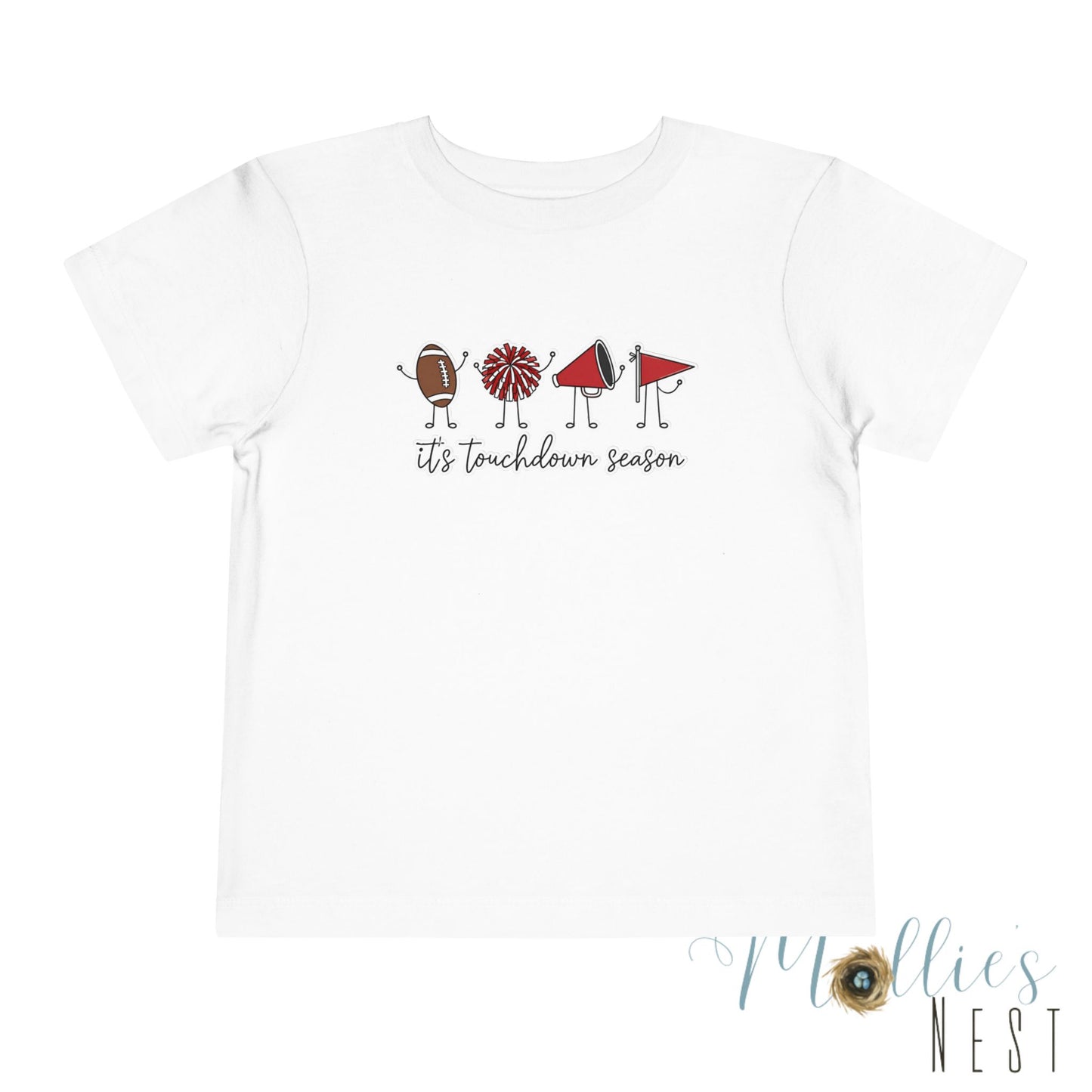 Toddler Football "It's Touchdown Season" Short Sleeve Tee (Red/Black)