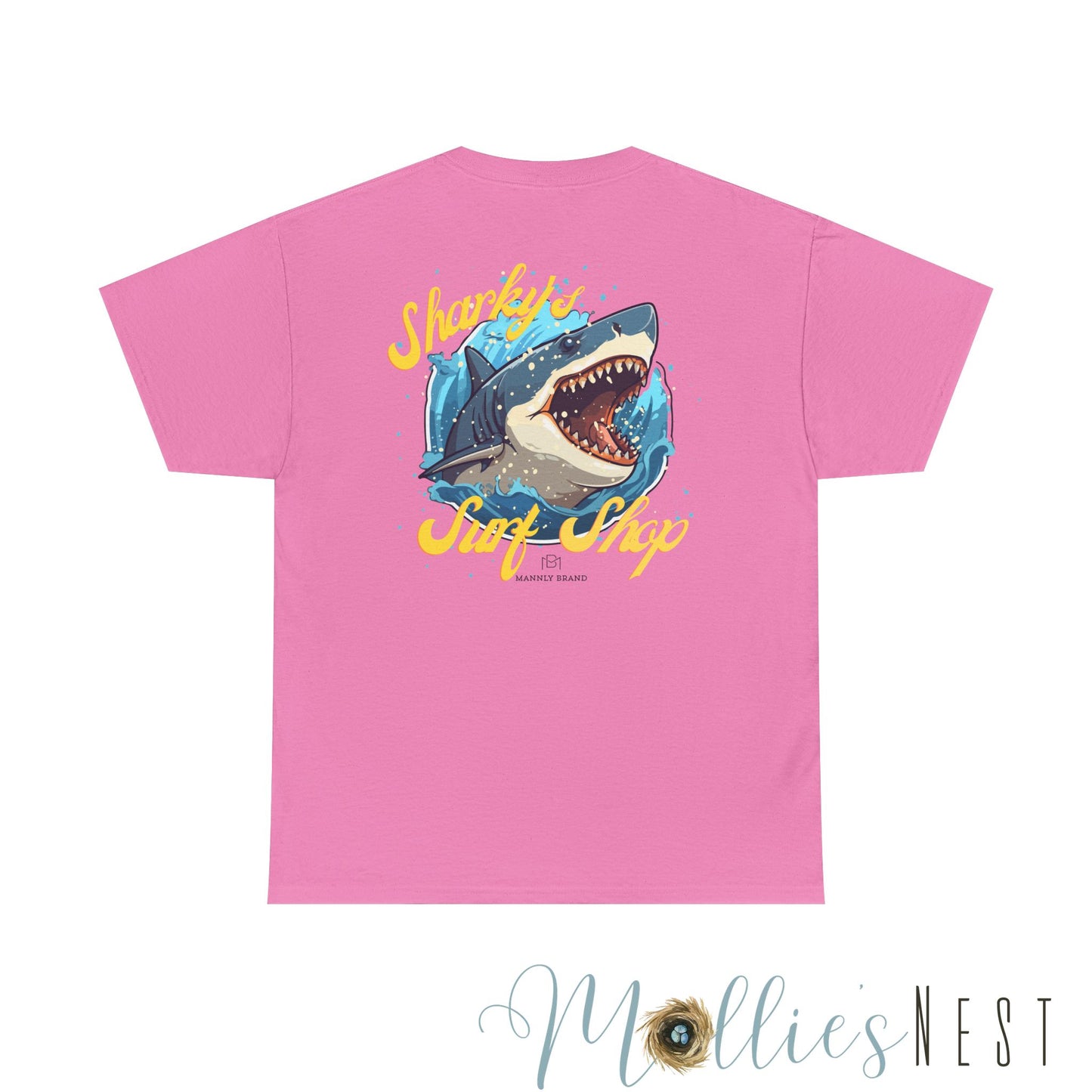 Shark Surf Style Tee, Unisex Cotton T-Shirt for Beach Lovers, Shark Graphic Tee, Surfing Summer Apparel, Ocean Vibe Apparel. Mannly Brand