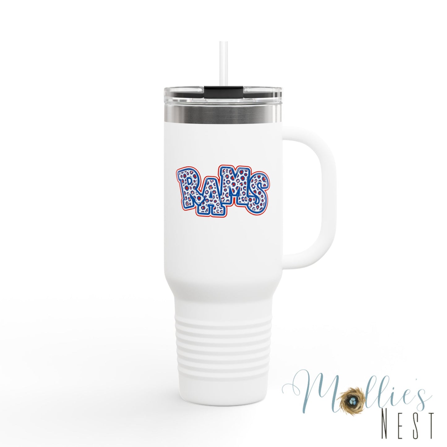 40oz Insulated Travel Mug — Paragould Rams Leopard Print & Team Logo