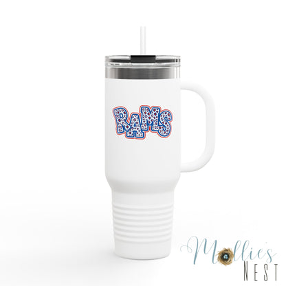 40oz Insulated Travel Mug — Paragould Rams Leopard Print & Team Logo