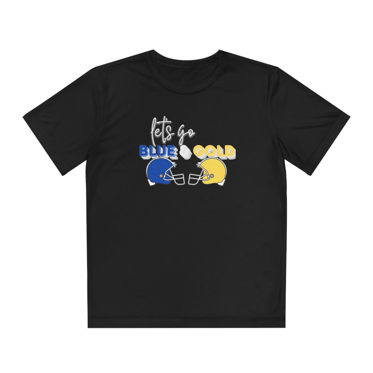 Youth Blue & Gold Football. DRIFIT Competitor Tee