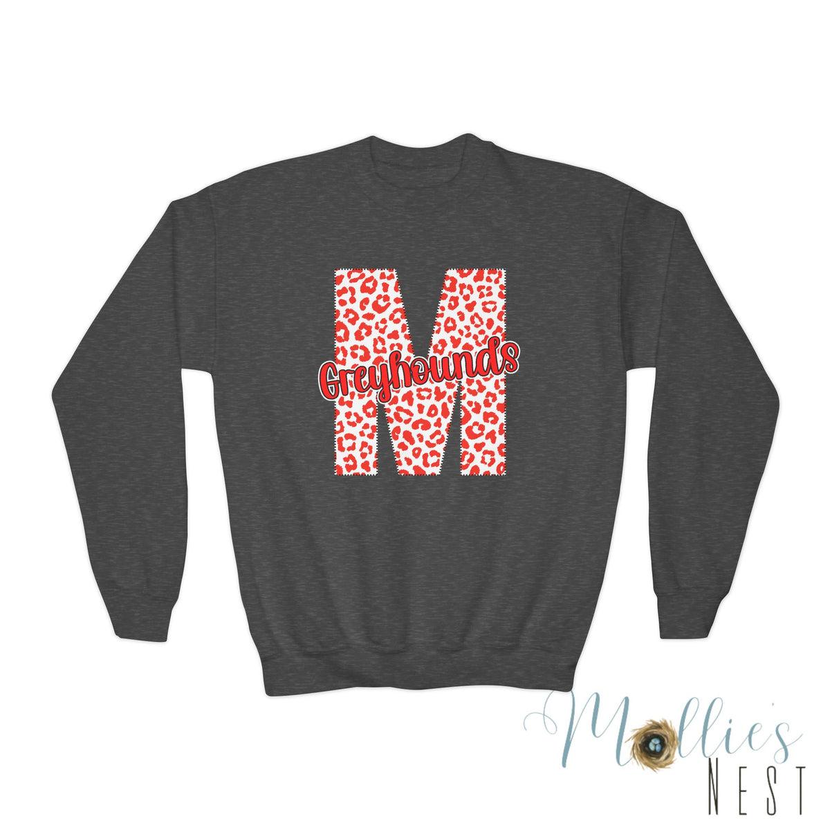 Youth Marmaduke Greyhounds. Crewneck Sweatshirt – Leopard Print