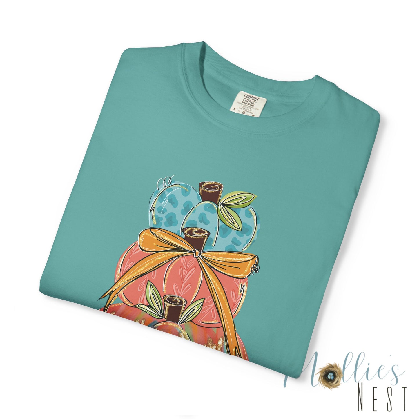 Pumpkin Stack T-Shirt — Handpainted Fall Pumpkin Stack Graphic Tee