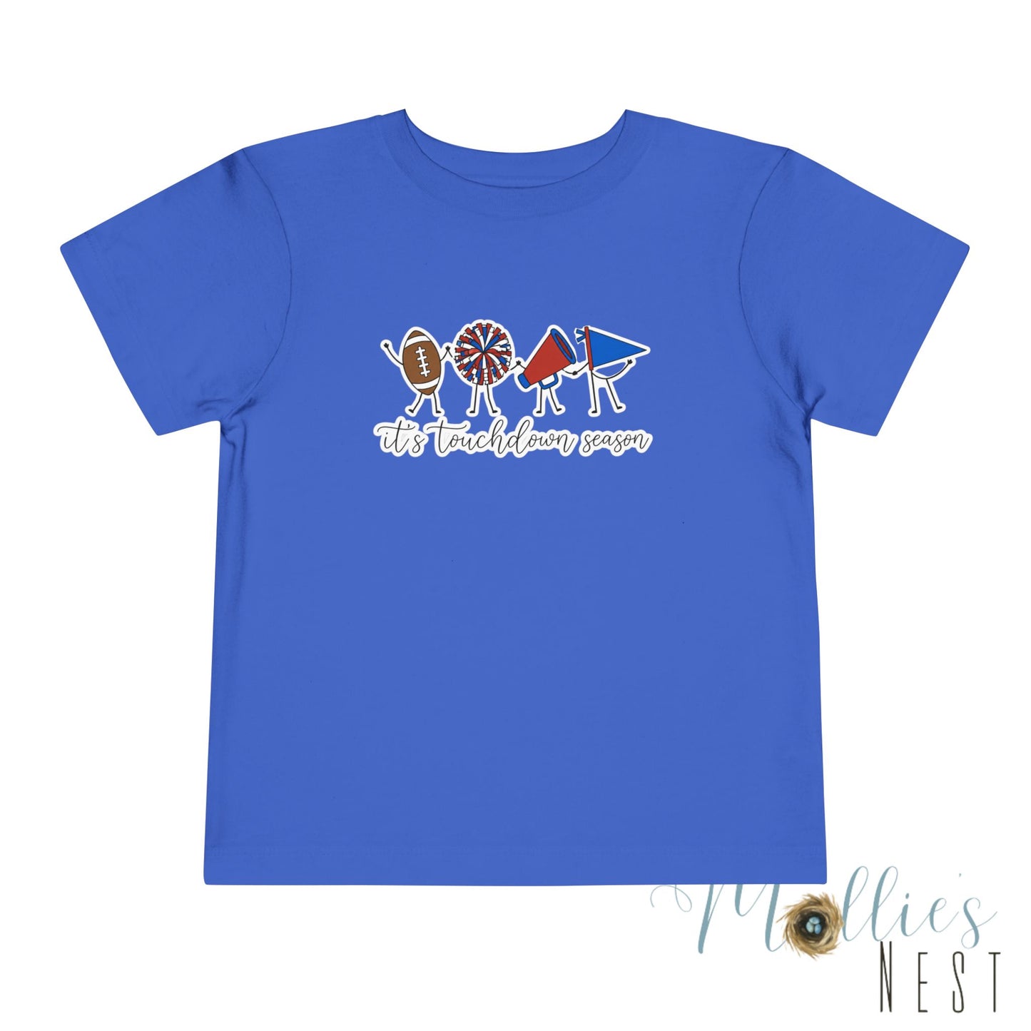 Toddler Football Tee "It's Touchdown Season" – Red/Blue Game Day Shirt