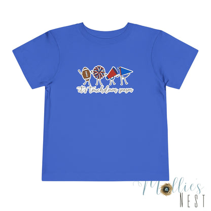 Toddler Football Tee "It's Touchdown Season" – Red/Blue Game Day Shirt