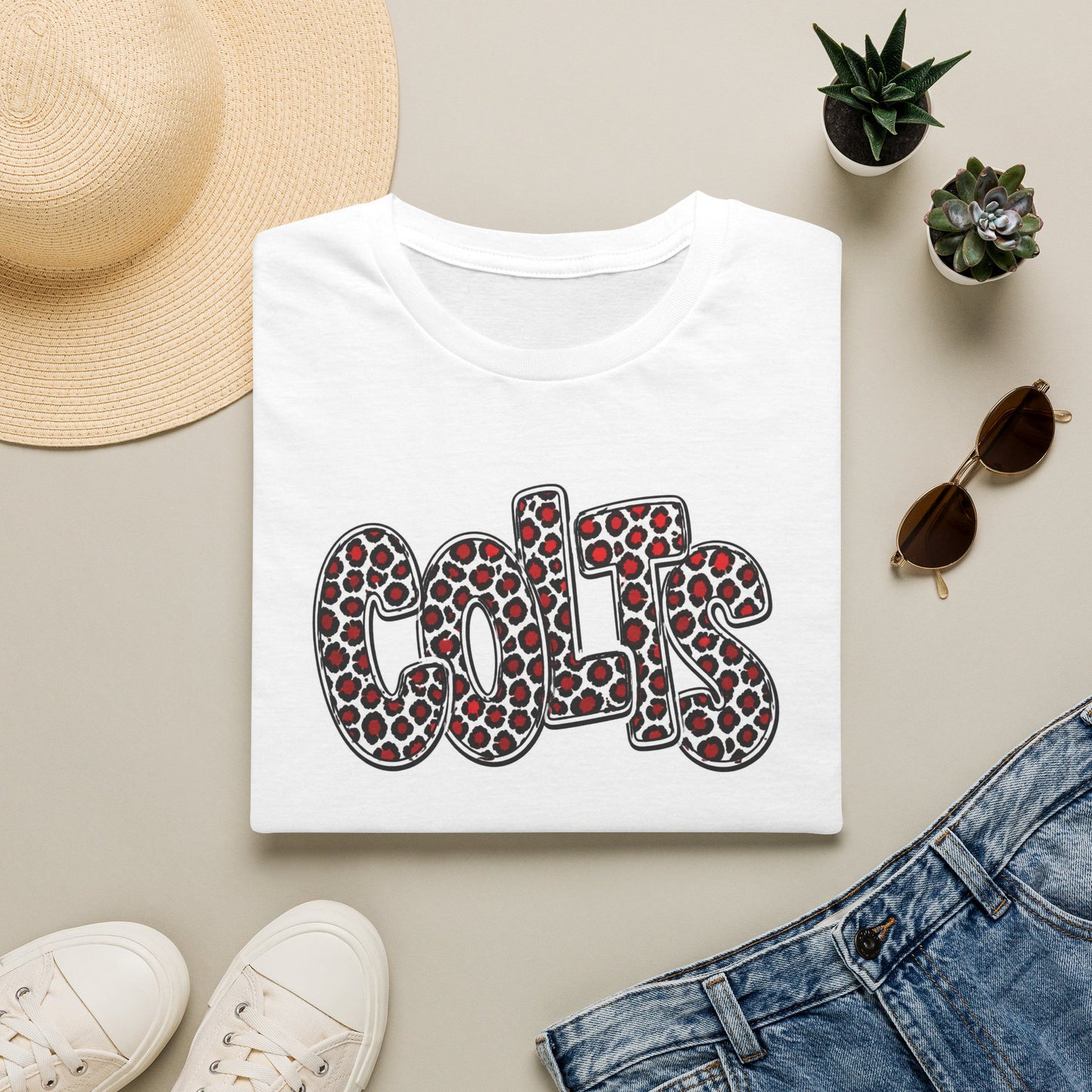 Adult. 'COLTS' Leopard Print Graphic Tee