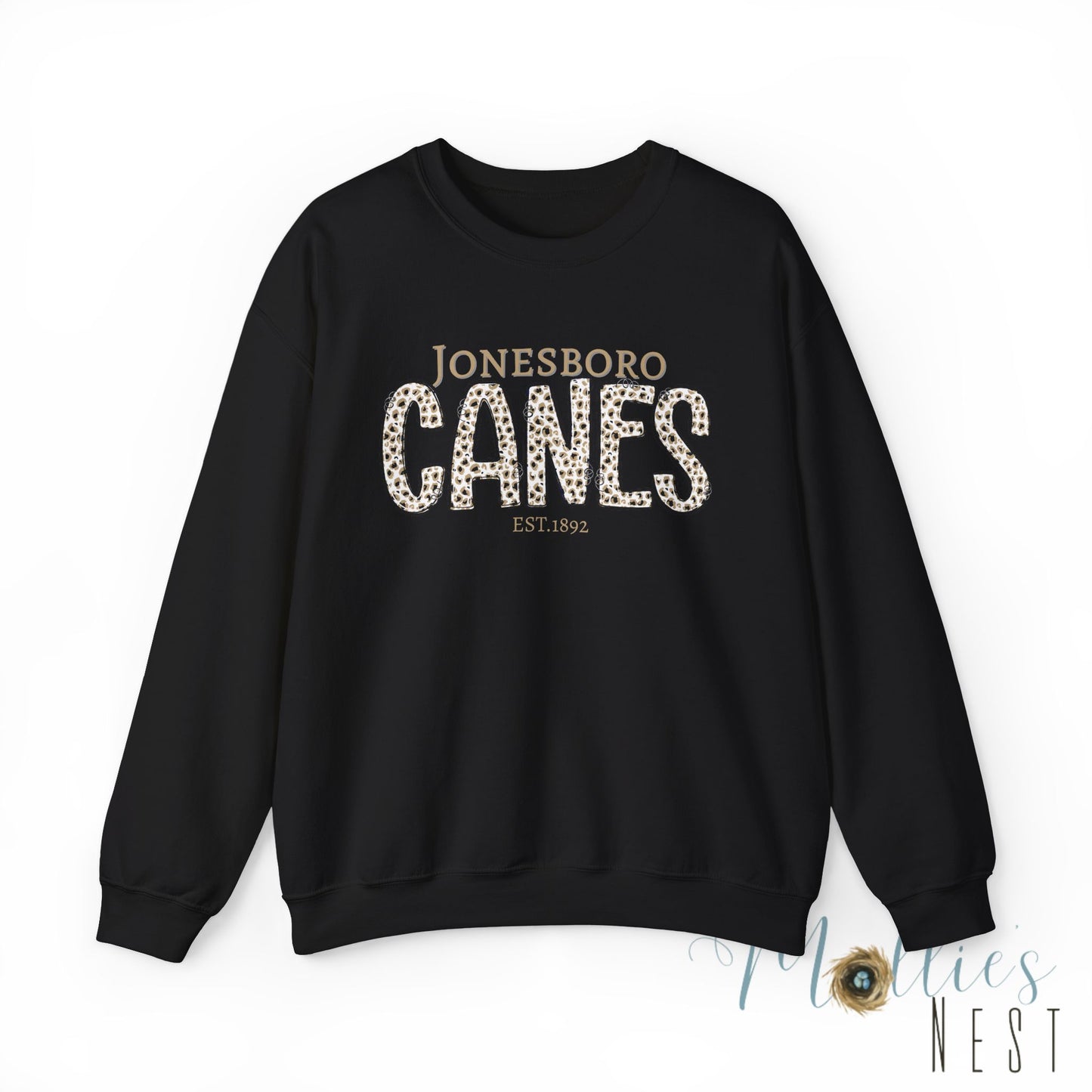 Jonesboro Canes Leopard Print Crewneck Sweatshirt.. ADULT
