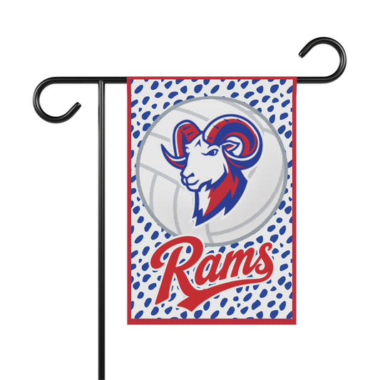 Rams Garden Flag — Blue & Red Mascot Volleyball Yard Banner