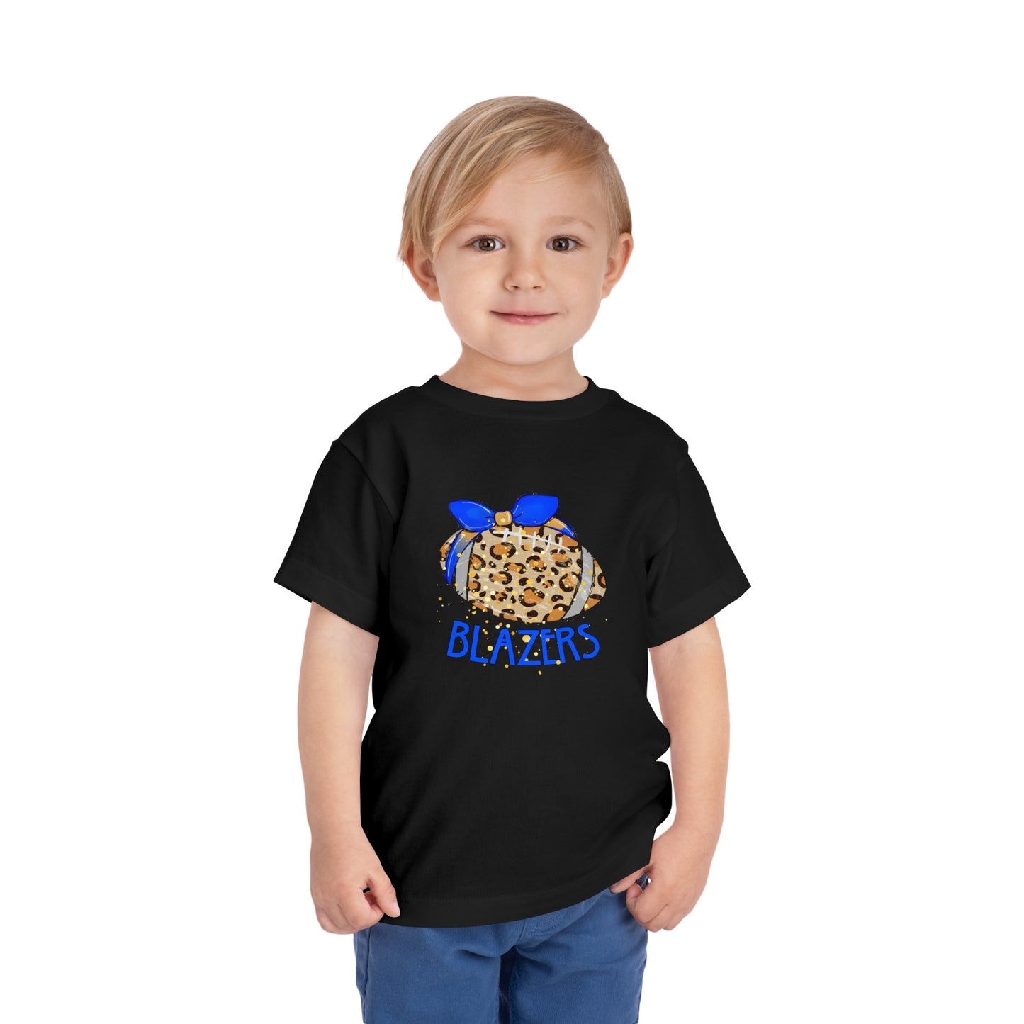 Toddler Leopard Blazer Football. Short Sleeve Tee