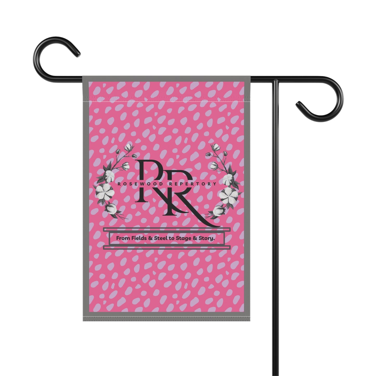 Pink Floral Monogram Garden Flag — Personalized PRK Logo House Banner
