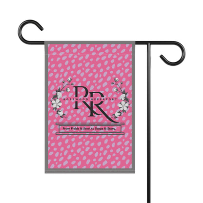Pink Floral Monogram Garden Flag — Personalized PRK Logo House Banner