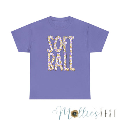 Softball Floral Unisex Heavy Cotton Tee