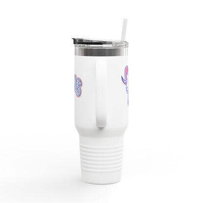 40oz Insulated Travel Mug — Paragould Rams Leopard Print & Team Logo