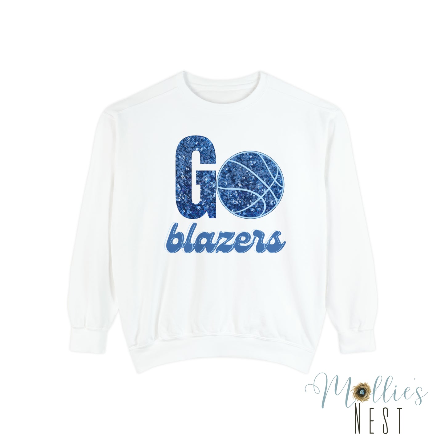 Glitter *Faux blazer basketball Garment-Dyed Sweatshirt