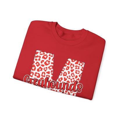 Adult. Marmaduke Greyhounds Leopard Print Initial M Crewneck Sweatshirt