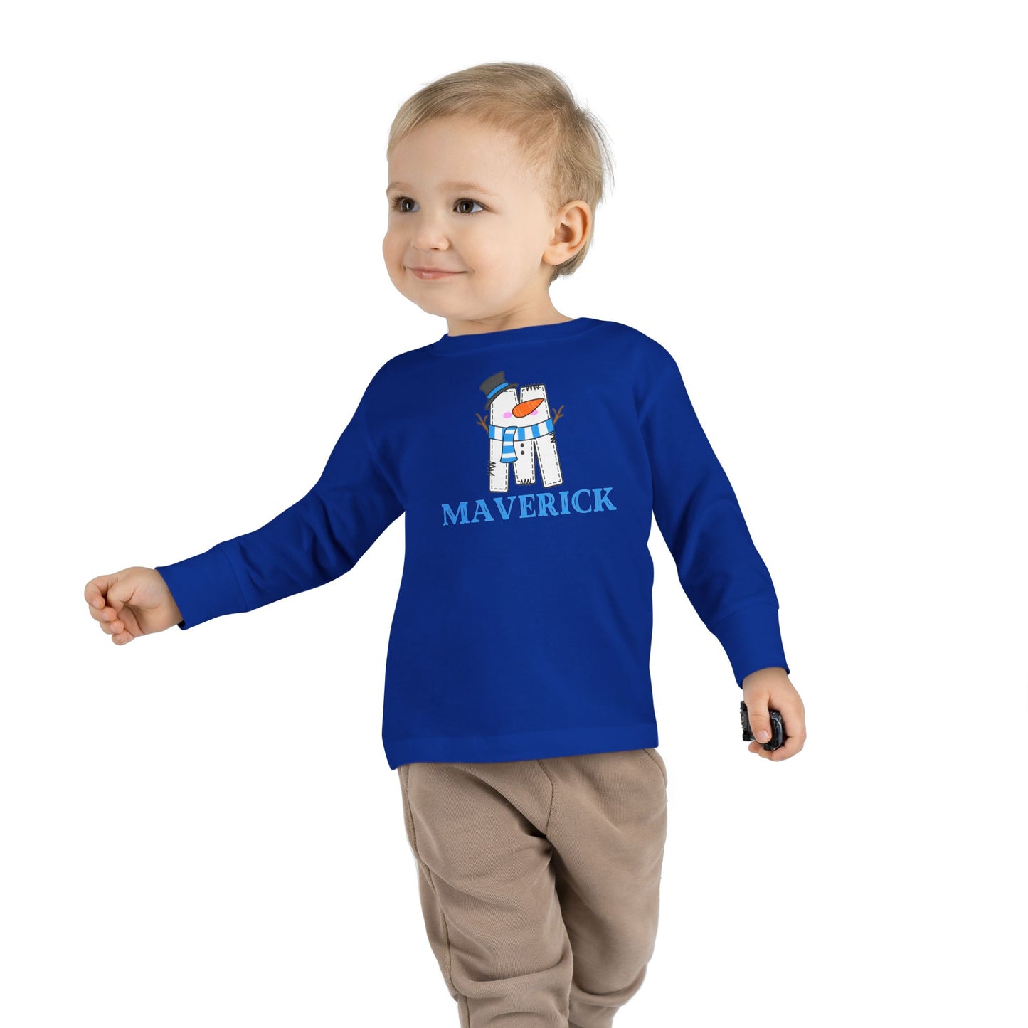 Toddler Long Sleeve Tee. SNOWMAN NAME