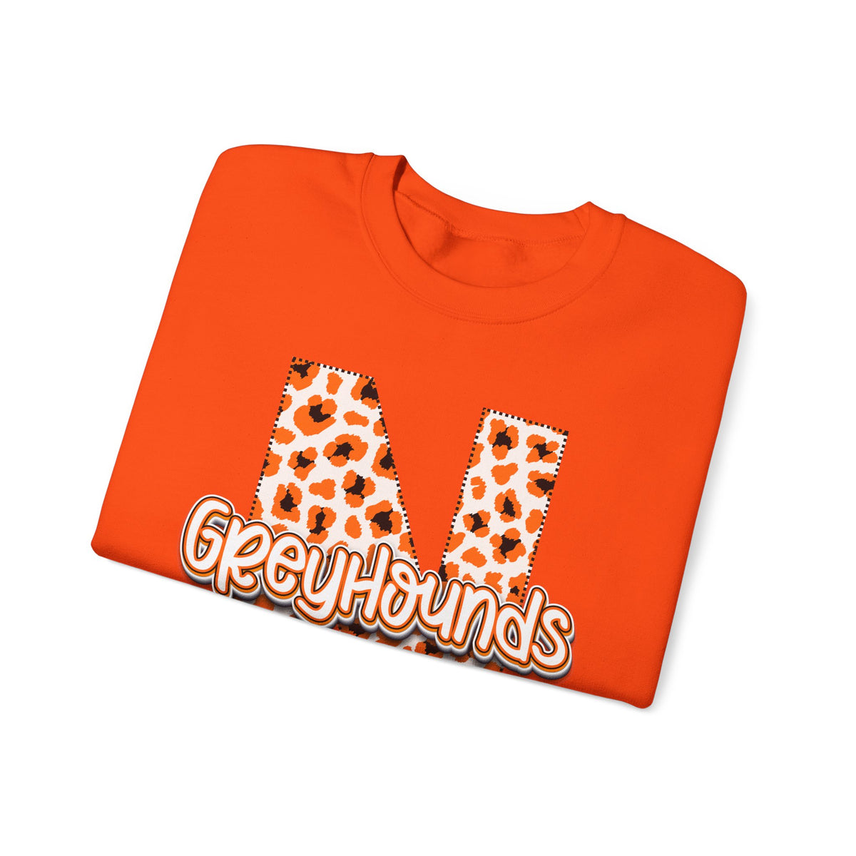 ADULT. Newport Greyhounds Leopard Print Letter N Crewneck Sweatshirt
