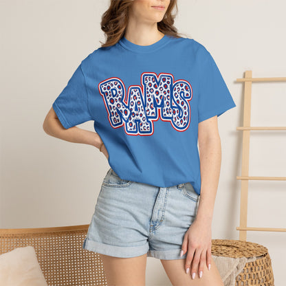 Paragould Rams Leopard Print Retro Logo T-Shirt