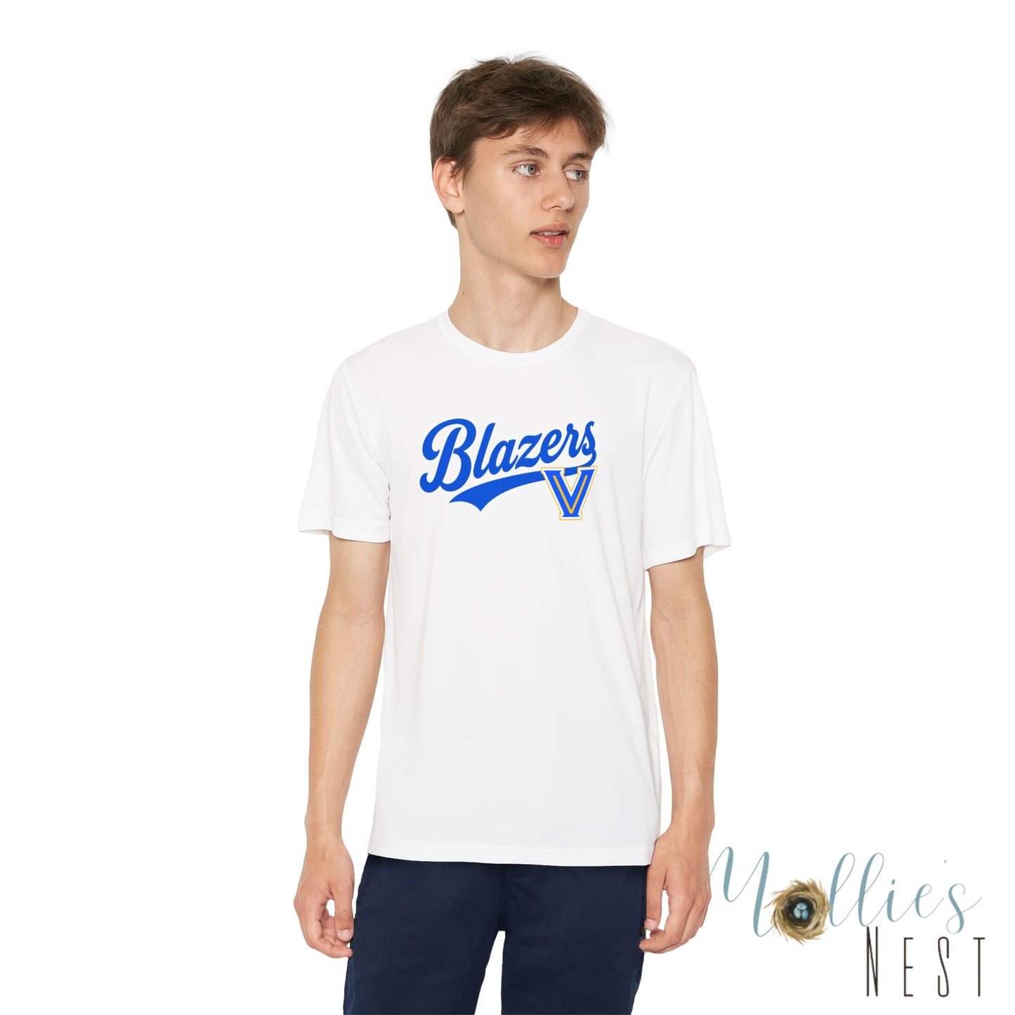 Blazers Youth Drifit — Blue Script Logo Team Shirt