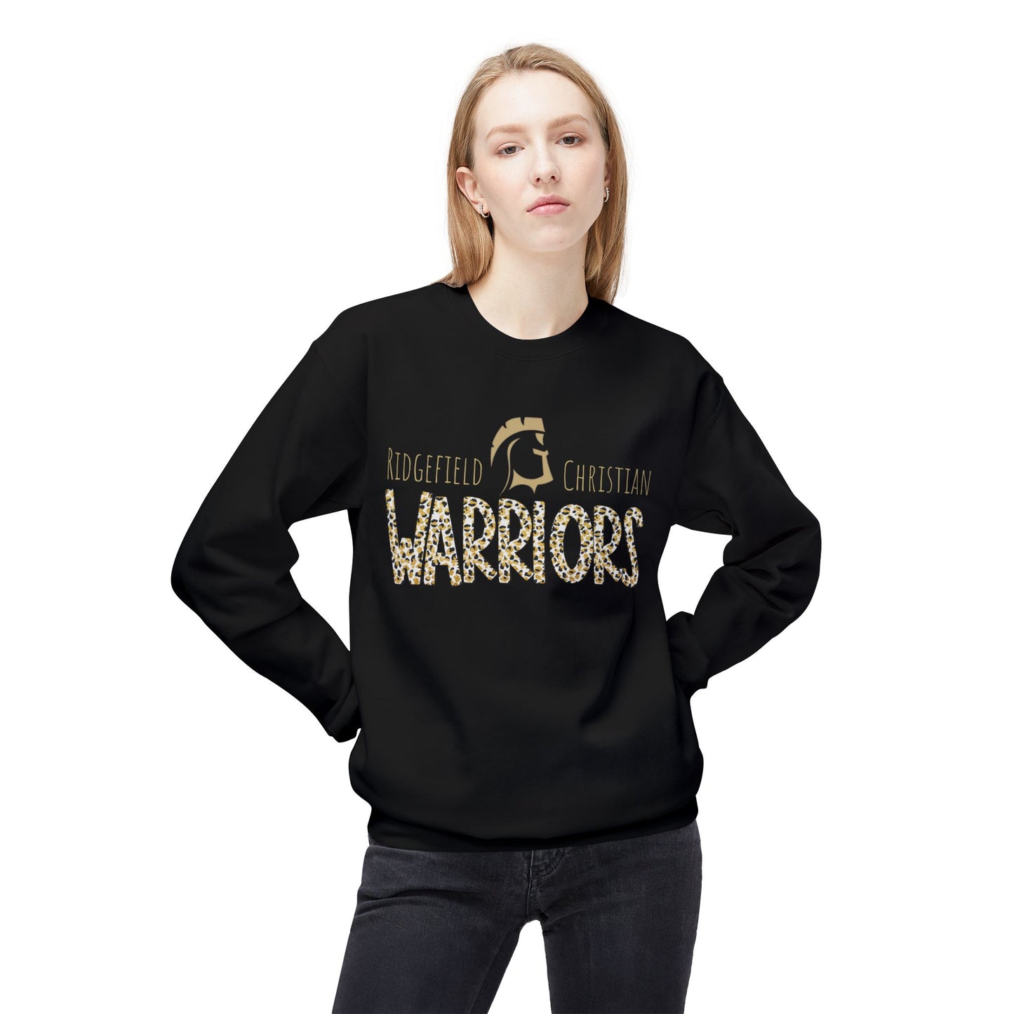 Ridgefield Christian Warriors Leopard Crewneck Sweatshirt
