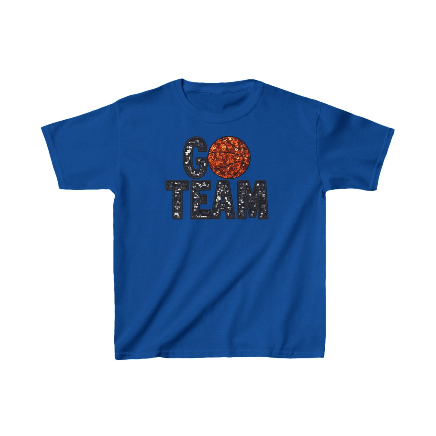 Kids Heavy Cotton™ Tee. FAUX SEQUIN Basketball