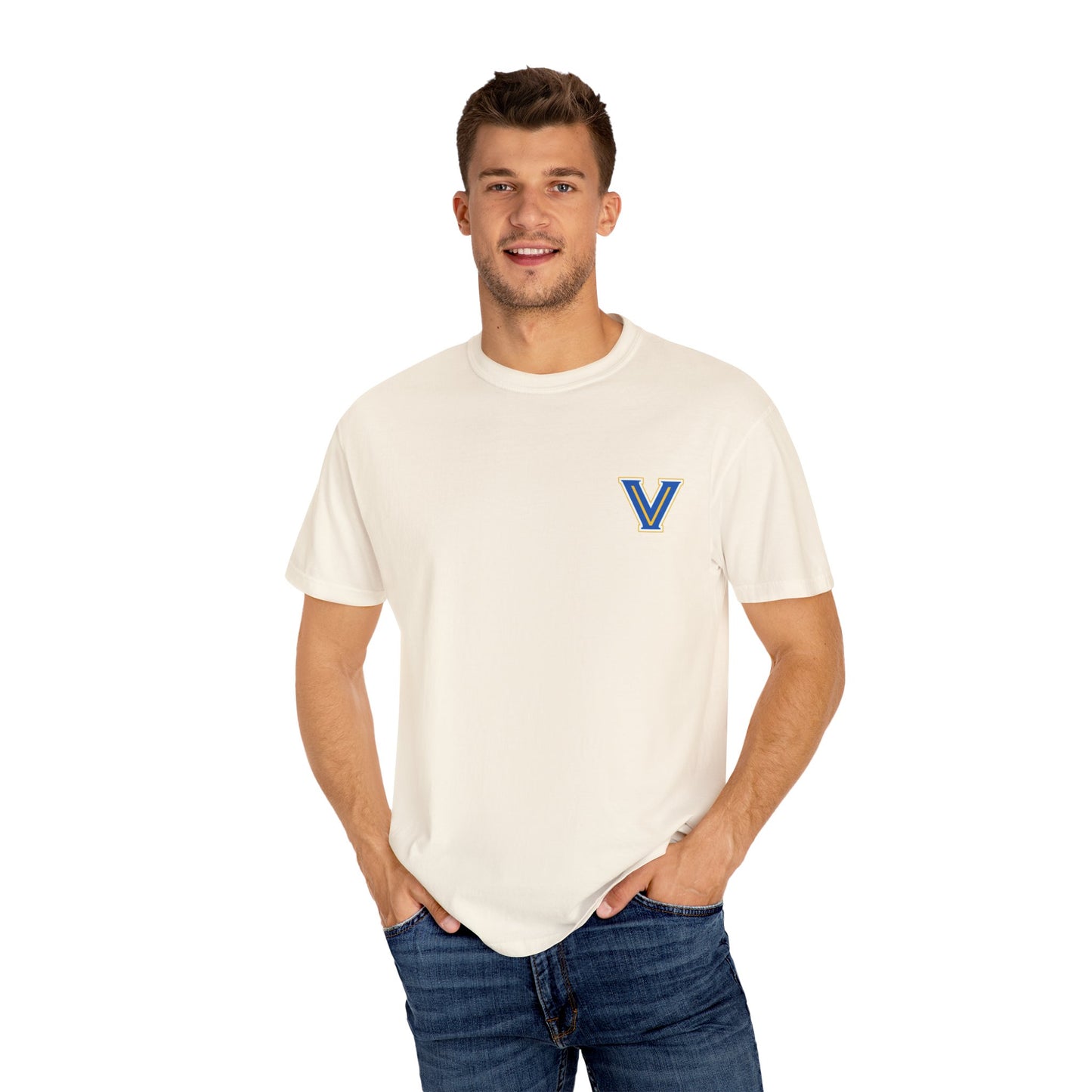 Valley View Light the Flame Football Helmet T-Shirt | Unisex Garment-Dyed Tee for Football Fans, Game Day Shirt, Sports Apparel, Casual Wear