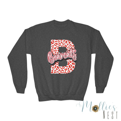 Youth. Brookland Bearcats Leopard B Youth Crewneck Sweatshirt