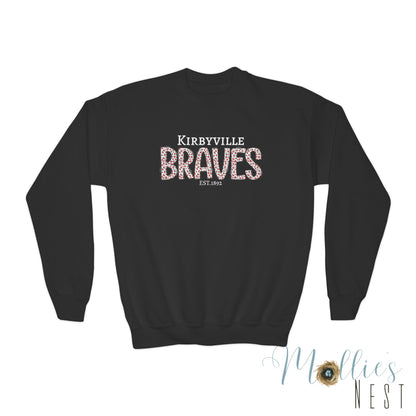 Braves Leopard Print Youth Crewneck Sweatshirt