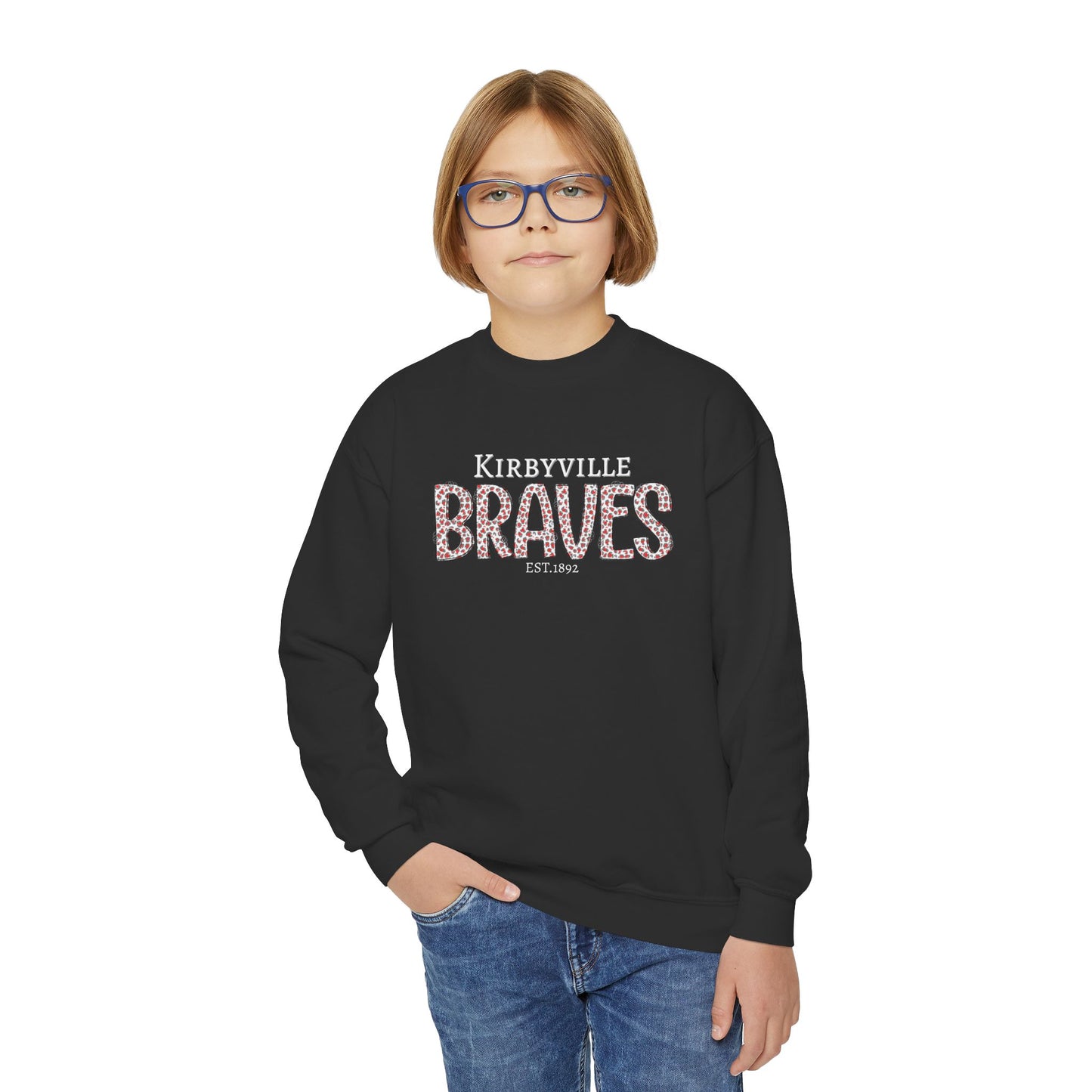 Braves Leopard Print Youth Crewneck Sweatshirt