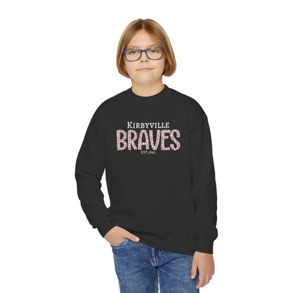 Braves Leopard Print Youth Crewneck Sweatshirt