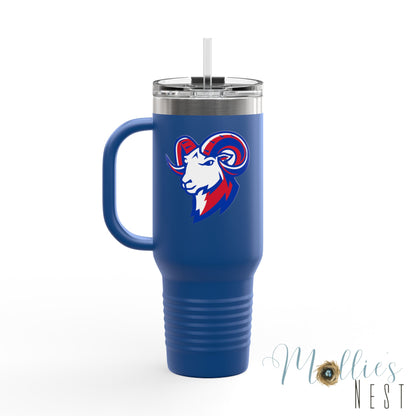 40oz Insulated Travel Mug — Paragould Rams Leopard Print & Team Logo