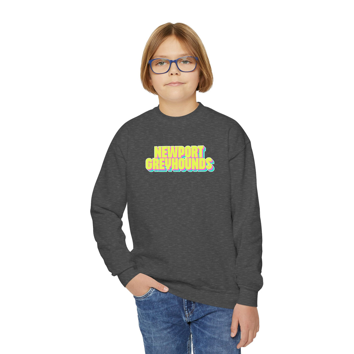 YOUTH. Newport Greyhounds Neon Crewneck Sweatshirt