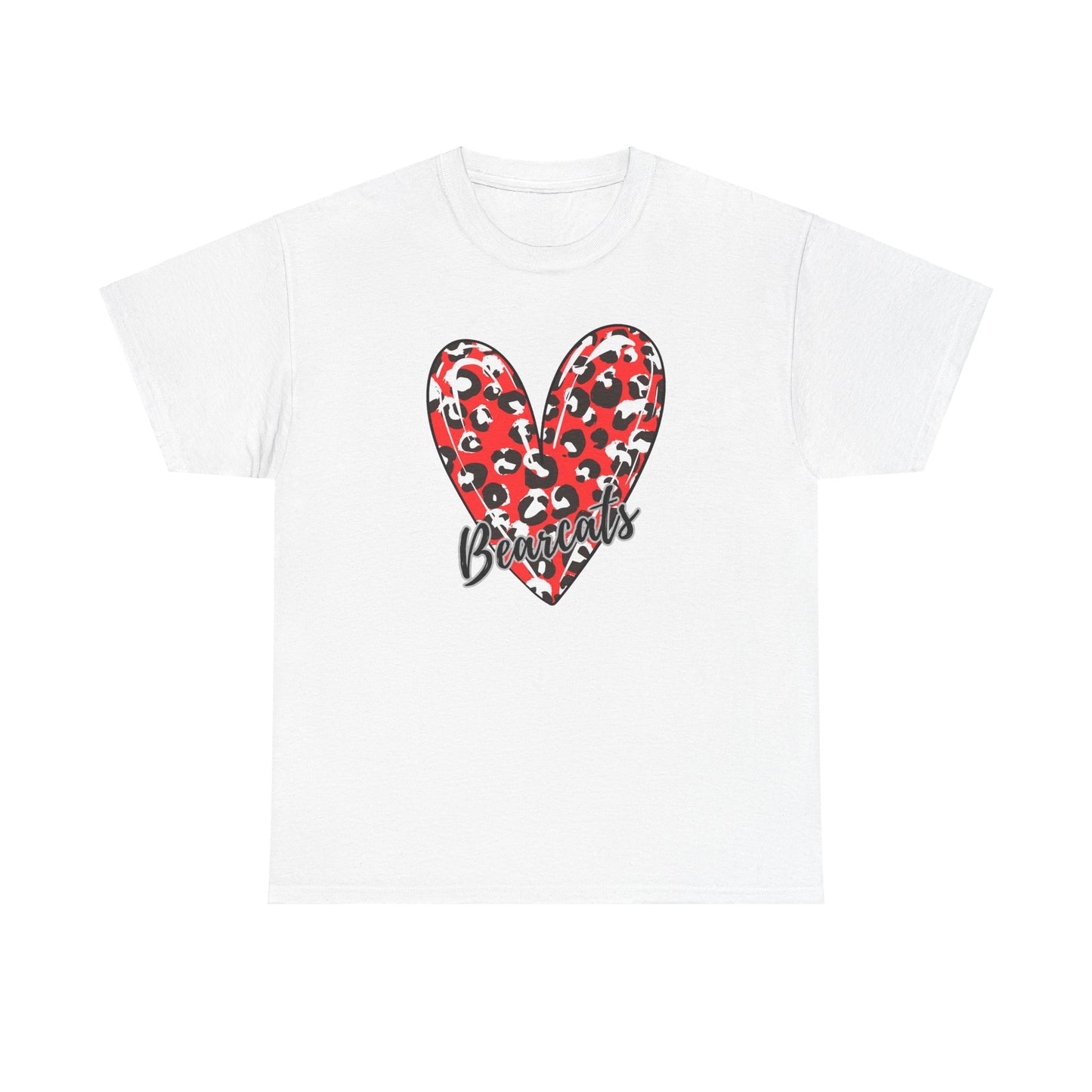 Unisex Heavy Cotton Tee. Bearcats Leopard Heart