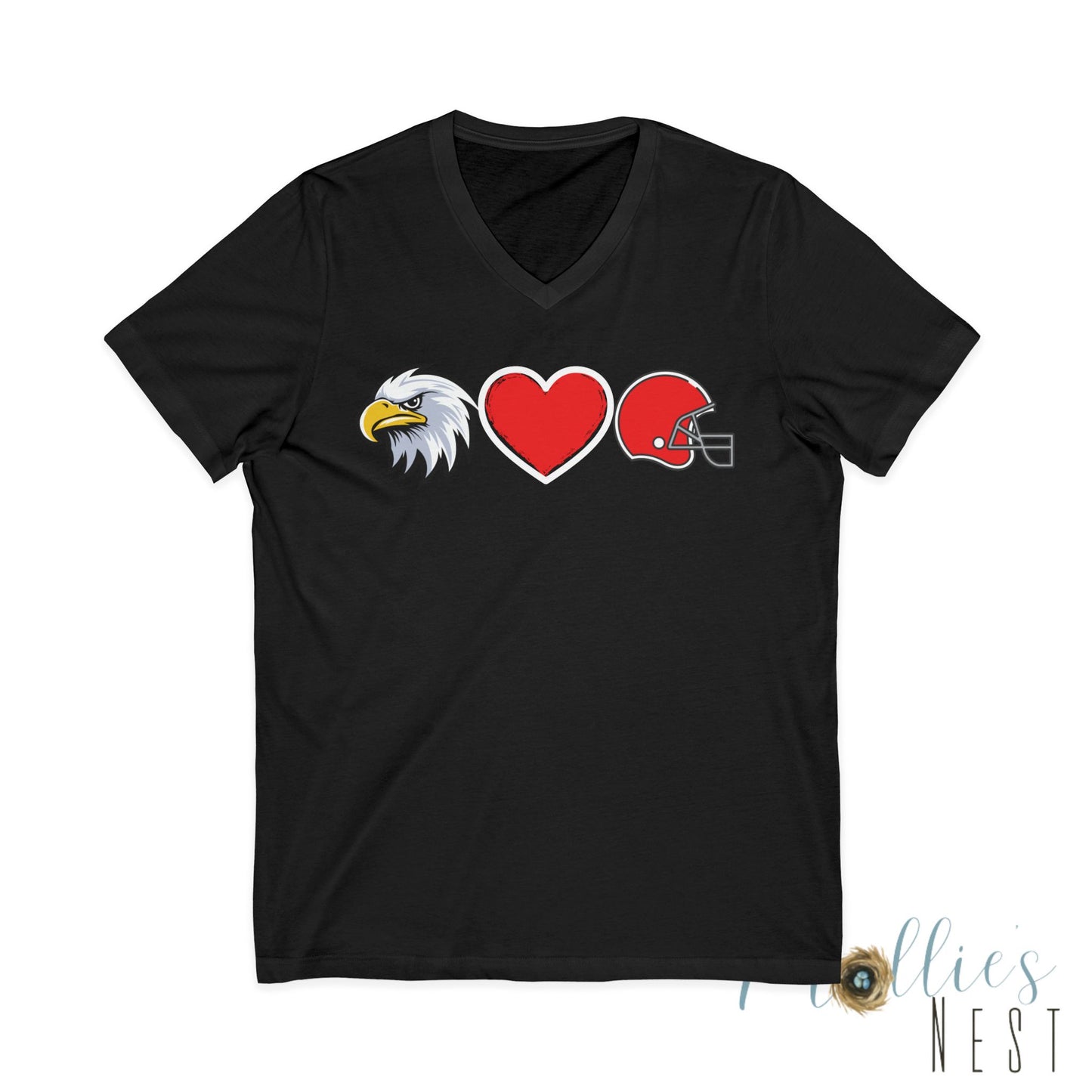 Eagle - Heart - Helmet V-Neck Tee — Football Fan Love Shirt. Eagles