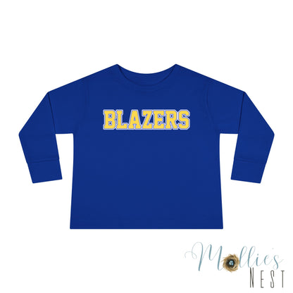 Toddler Blazers - Classic Blue & Gold - Valley View Long Sleeve Tee