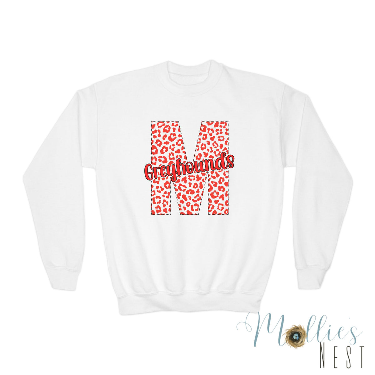 Youth Marmaduke Greyhounds. Crewneck Sweatshirt – Leopard Print