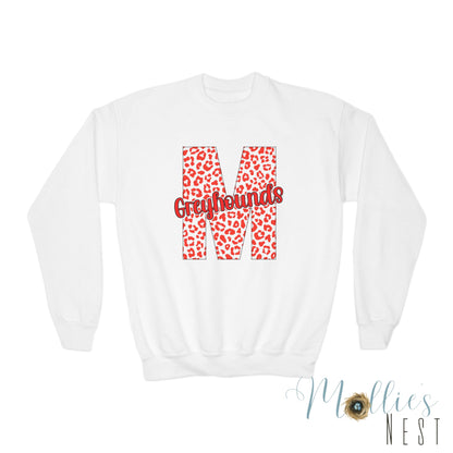 Youth Marmaduke Greyhounds. Crewneck Sweatshirt – Leopard Print