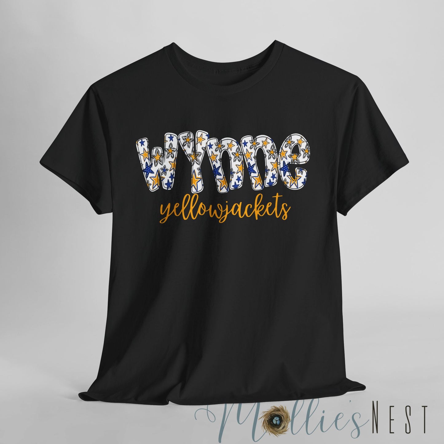 Wynne Yellowjackets Shirt. Blue & Gold