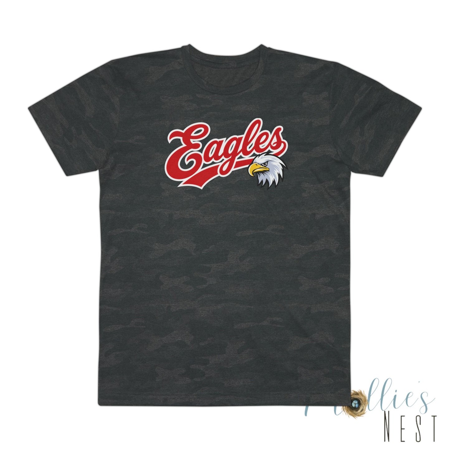 Eagles Graphic Tee — Leopard or Camo Shirt with Eagle Head (Green & Red)
