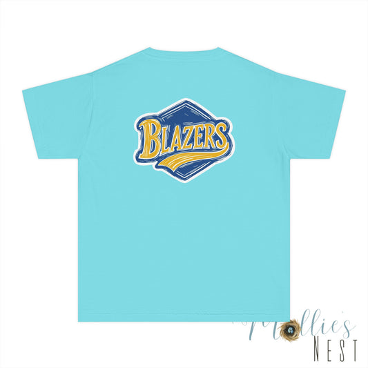YOUTH Blazers Vin tage Logo T-Shirt — Retro Blue & Gold Team Logo T‑Shirt
