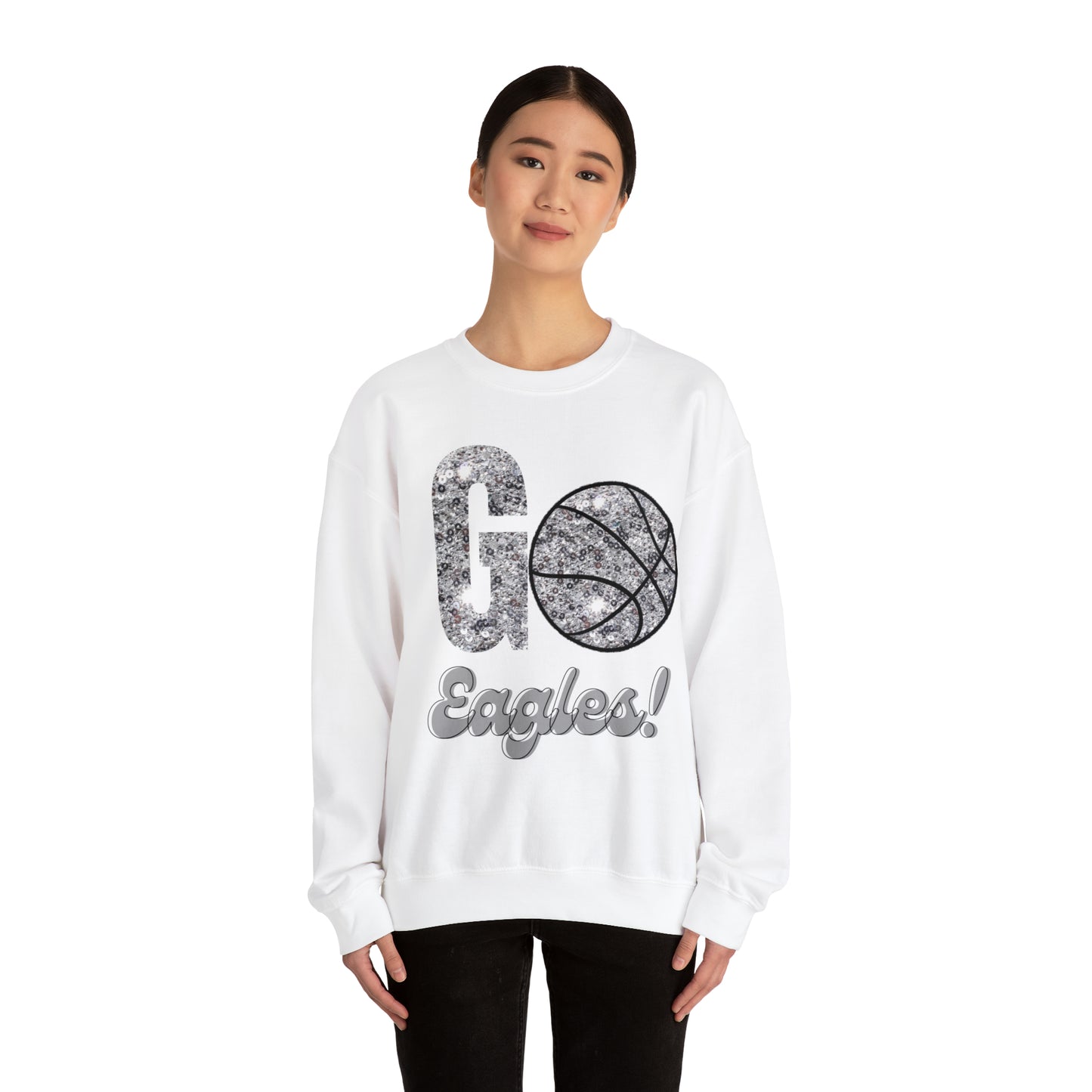 Eagles Faux* Glitter Basketball Heavy Blend™ Crewneck Sweatshirt