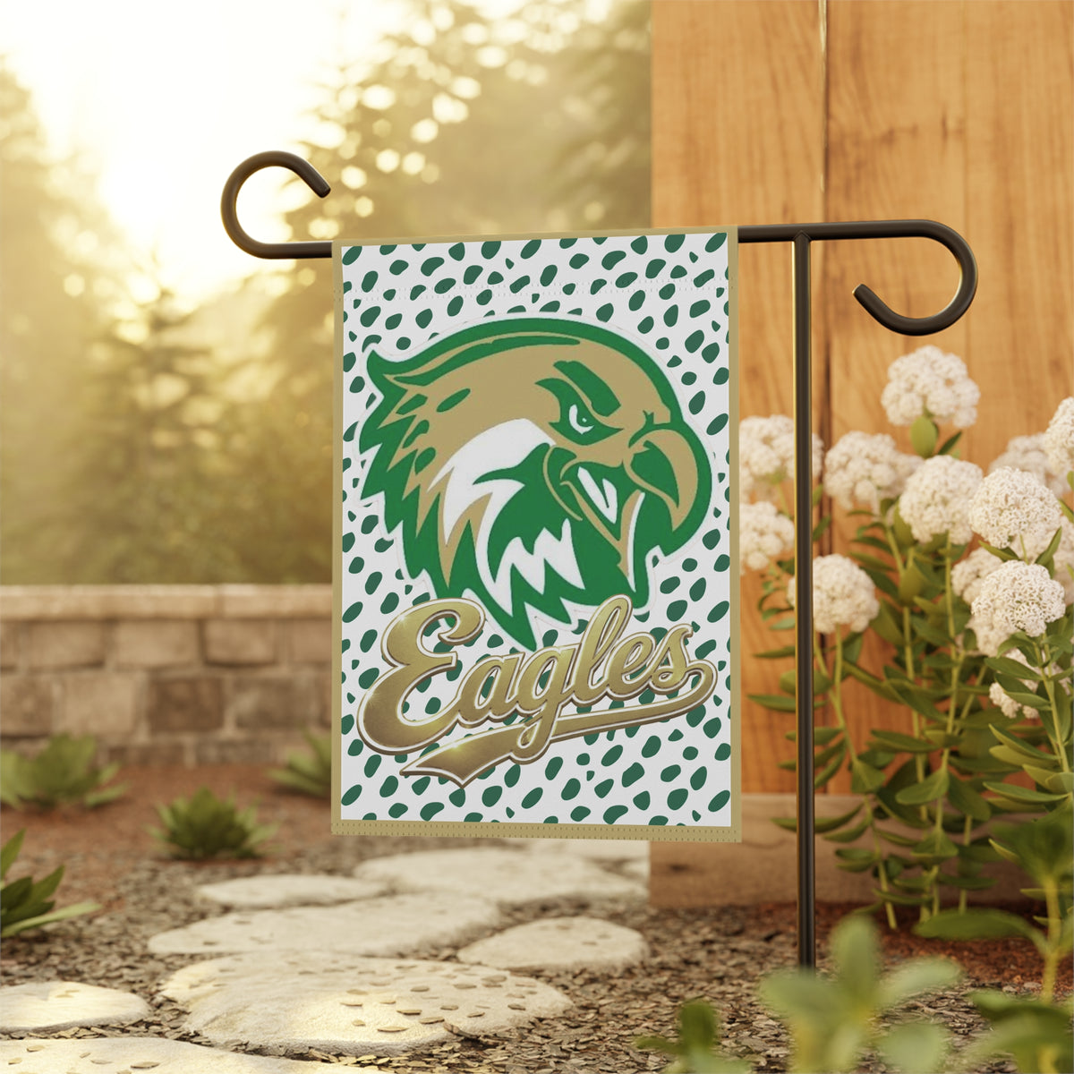 Eagles Garden Flag - Green & Gold Mascot House Banner
